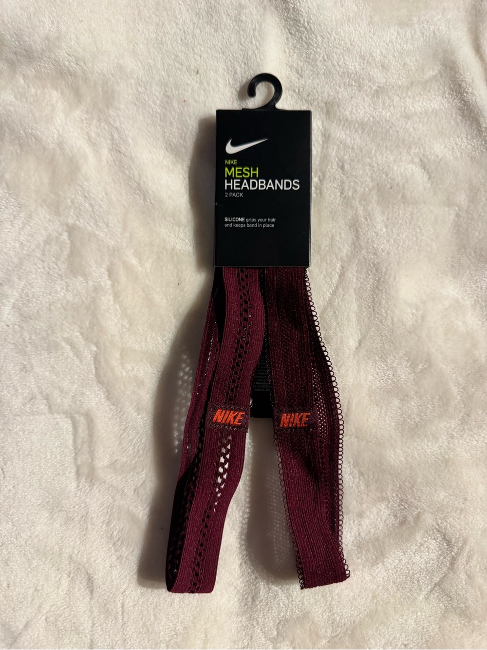 Nike Mesh Headbands 2 Pack Silicone Dark Beetroot Team Orange Unisex New